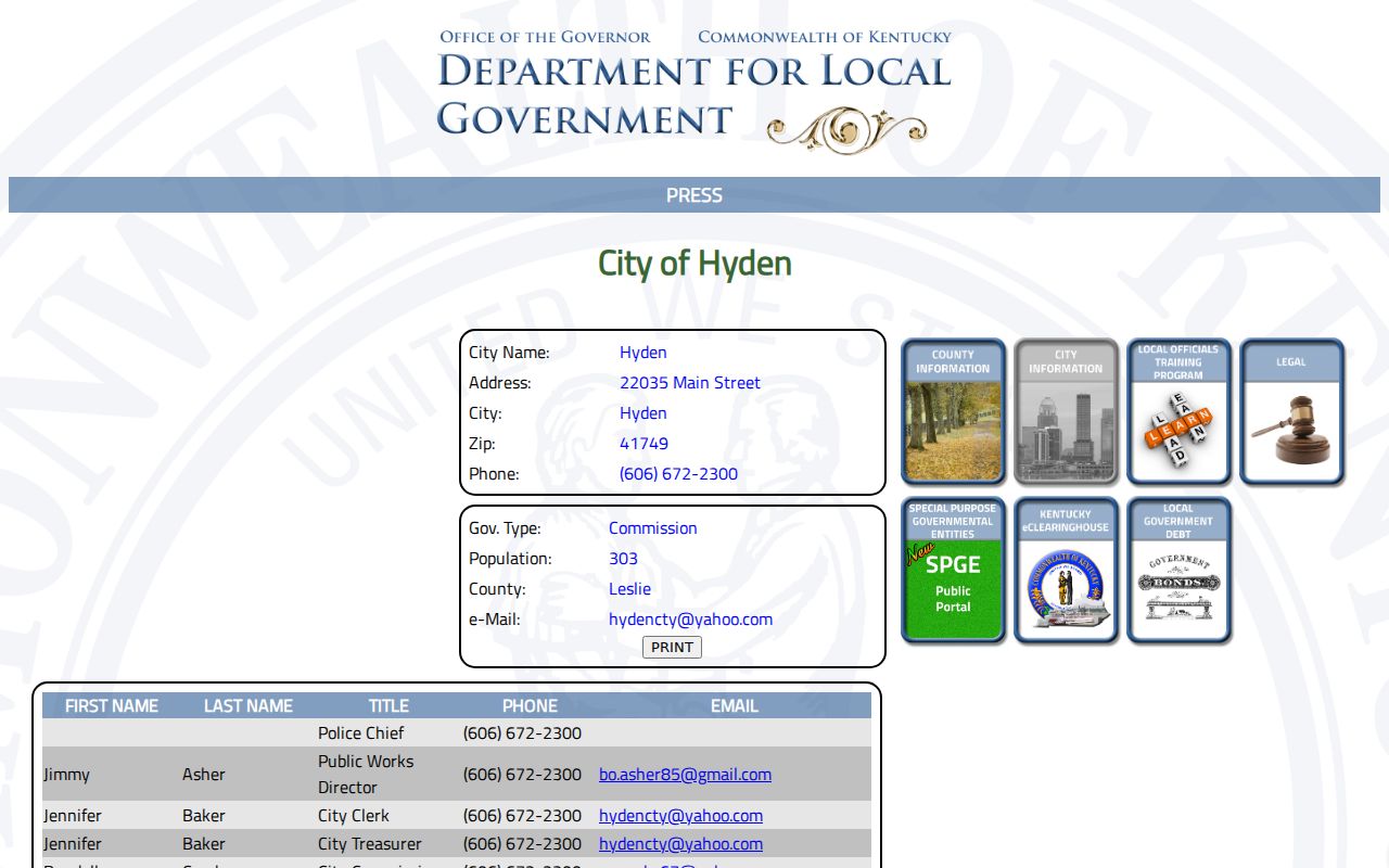 Hyden criminal history research through the Kentucky DLG city record
