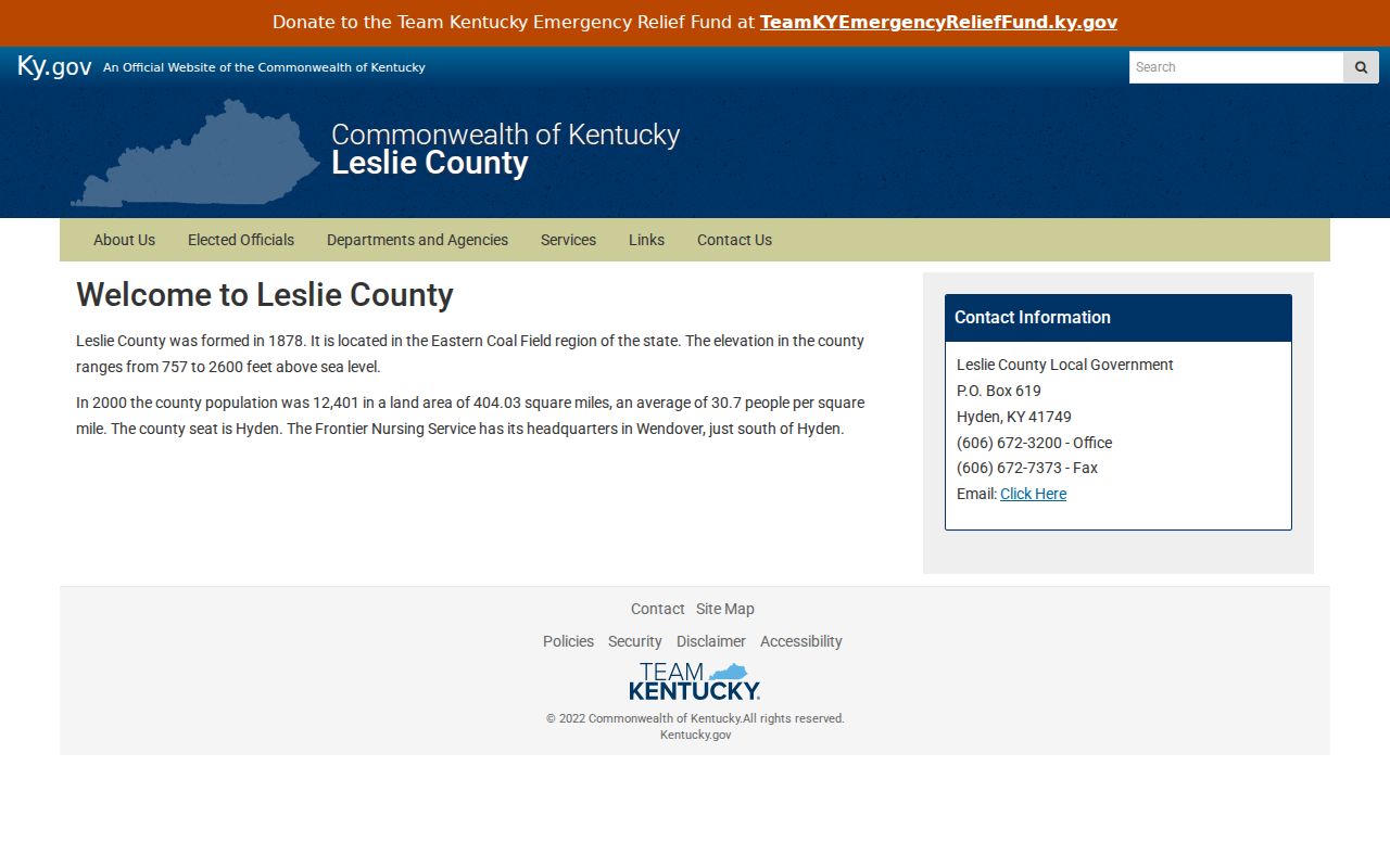 Hyden criminal history and Leslie County government records homepage