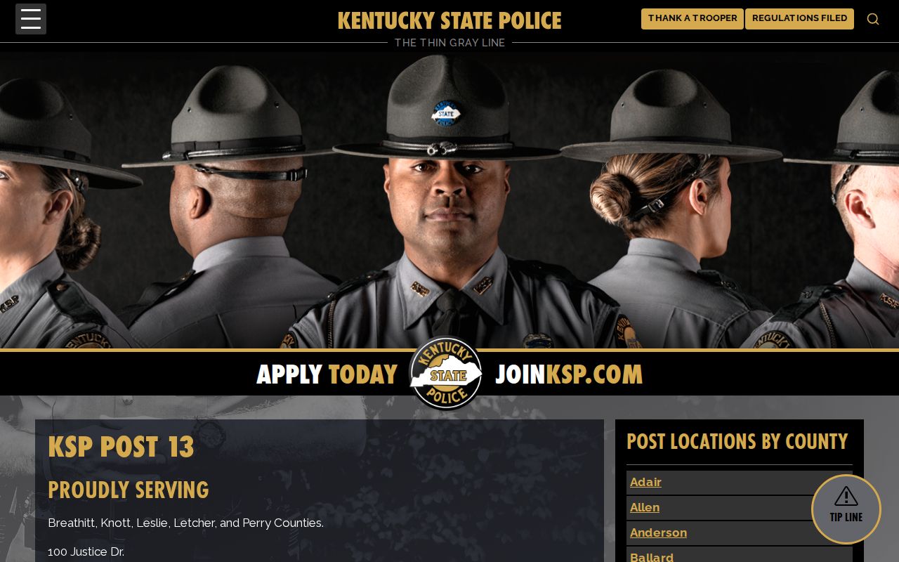 Leslie County arrest history Kentucky State Police Post 13 contact page