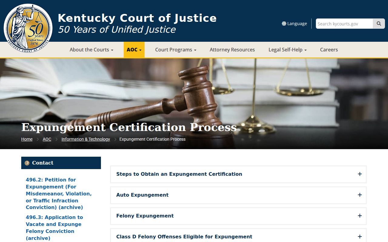 Leslie County criminal record expungement process
