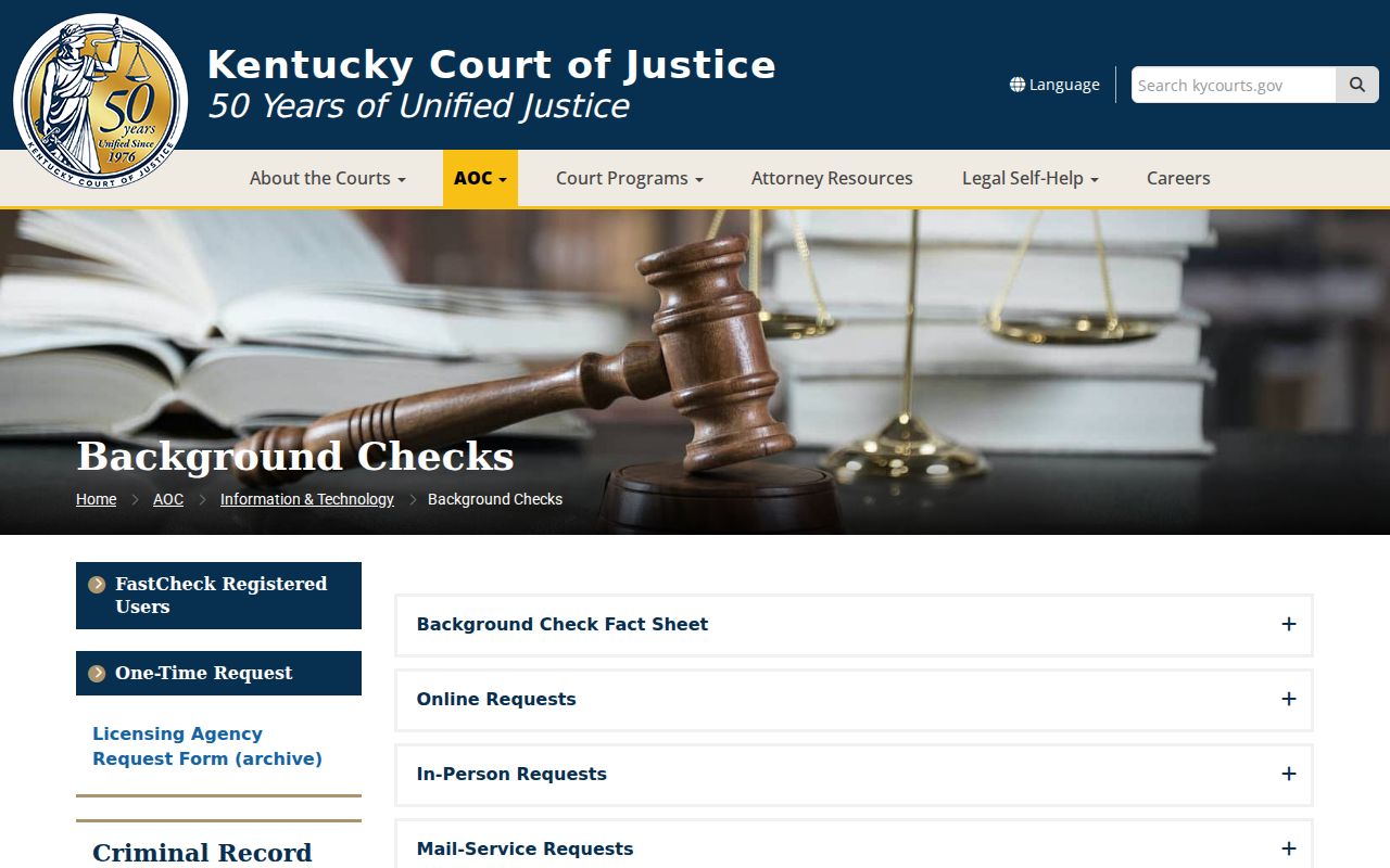 Leslie County criminal history AOC background check information
